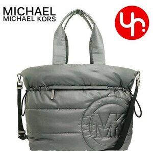 S Michael Kors Rae Heather Grey Nylon Extra Large Tote Purse 35F1U5RT3C Gray NWT
